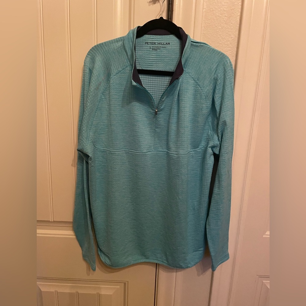 Peter Millar Aqua Quarter-Zip Pullover